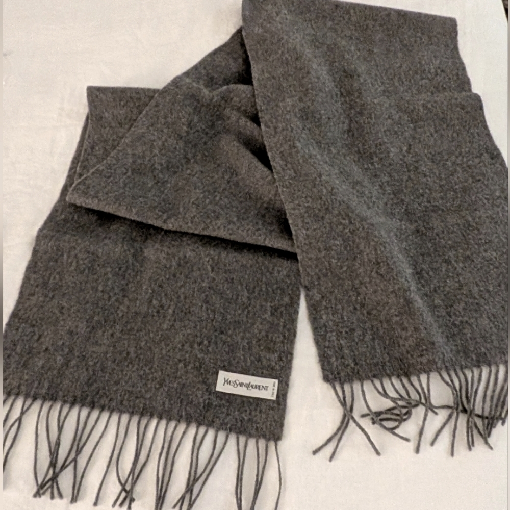 Yves Saint Laurent grey wool scarf